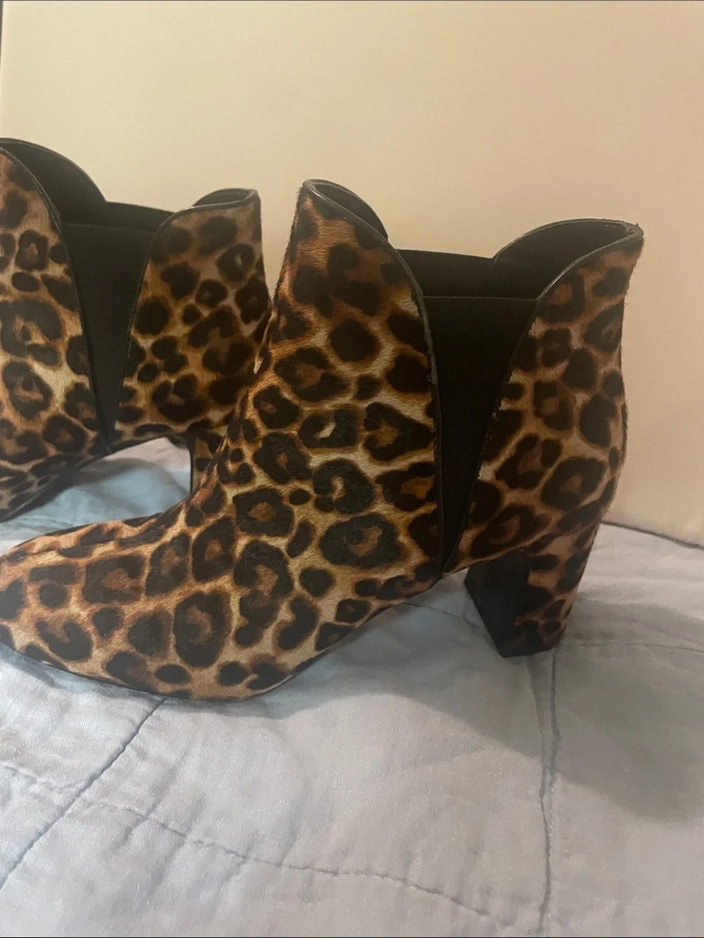 White House Black Market Leopard Print Ankle Booties - Brown & Black